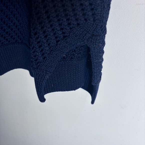 VINCE Sz M Open Knit Vest Tunic Hem Slit Scoop Neck Long Line No Fabricc Tag - Picture 5 of 8